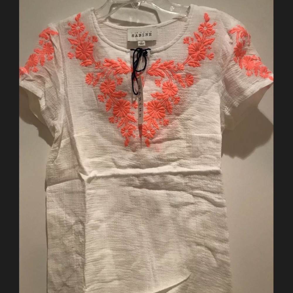 NWT Sabine s/s 100% cotton top in white & Orange